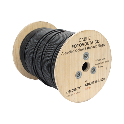 Cable Fotovoltaico Negro / Cobre Estañado / 6 mm² (10 AWG) / 2000V / Rollo de 500 m / / UL 4703 y TUV