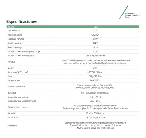 Bateria De Litio Luxpower De 5.12kwh
