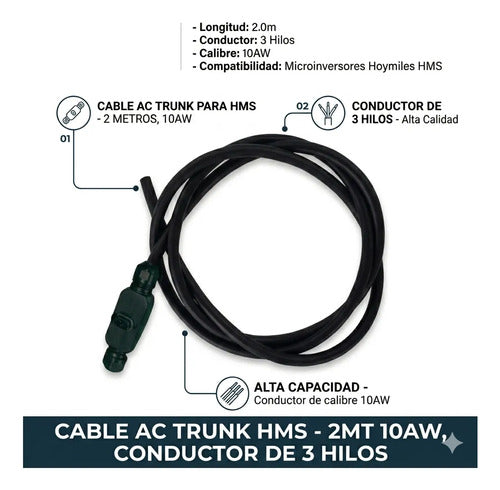 Kit Conector Y Cable Troncal Hms - Ac Trunk Cable Y Tapa Hms Negro