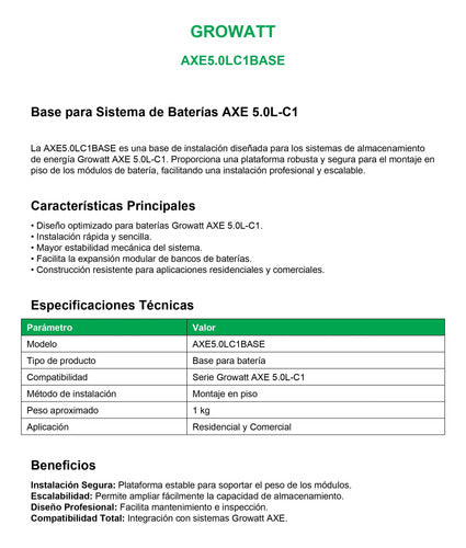 Base Para Batería Growatt Axe 5.0l C1
