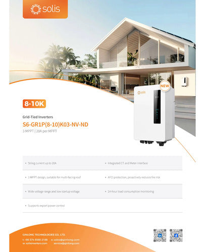 Inversor Solar de Interconexión Solis S6 de 8 kW a 220V con 3 MPPT