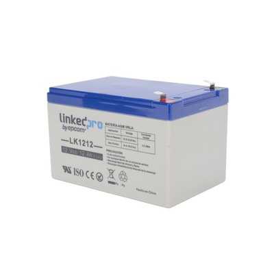 Batería de respaldo 12 V |  12 Ah |  AGM | Especial para Seguridad Electrónica | UPS | Sistemas de Emergencia | Vida útil 5 años | Terminales F1  + Adaptador F2