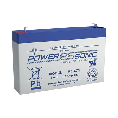 POWER SONIC PS-670-F1 Baterías Batería 6V, 7AH, Para Respald