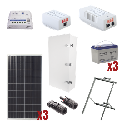 SYSCOM PL1224GRC Kit Solar PoE 802.3af PoE Pasivo Vcc Cámara